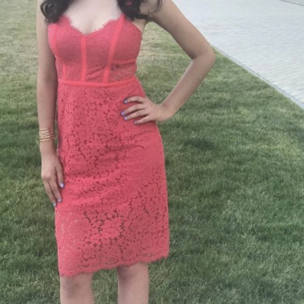 Lace Coral Midi Dress | Express